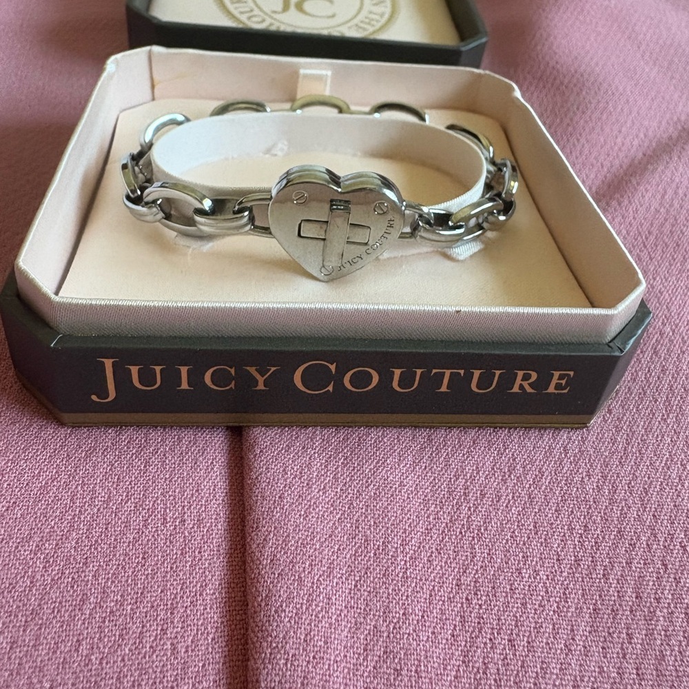Juicy Couture Silver Heart Charm Bracelet